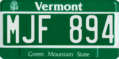 VT license plate MJF894