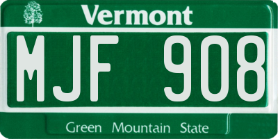 VT license plate MJF908