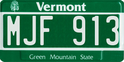 VT license plate MJF913