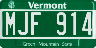 VT license plate MJF914
