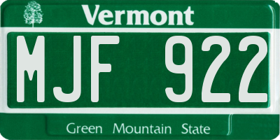 VT license plate MJF922
