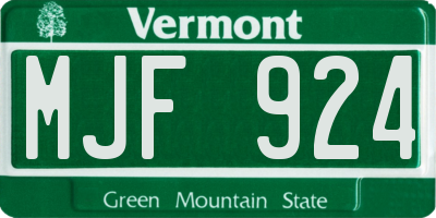 VT license plate MJF924