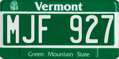 VT license plate MJF927