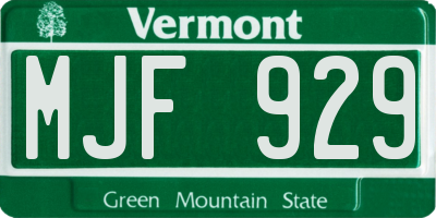VT license plate MJF929