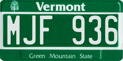 VT license plate MJF936