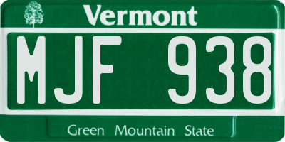 VT license plate MJF938