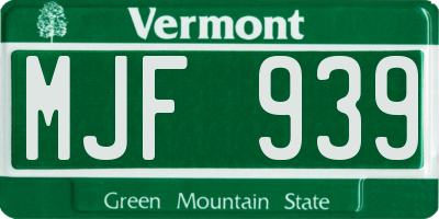 VT license plate MJF939