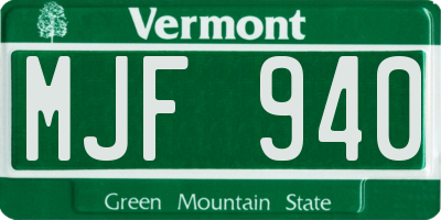 VT license plate MJF940
