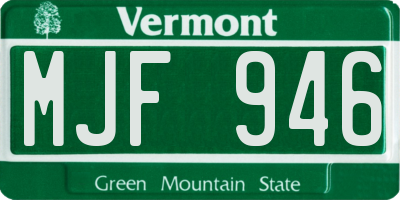 VT license plate MJF946