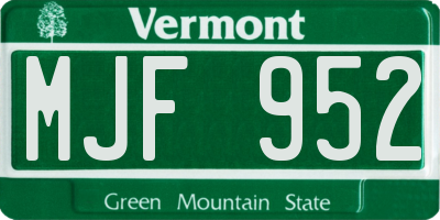VT license plate MJF952