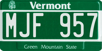 VT license plate MJF957