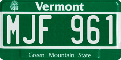VT license plate MJF961
