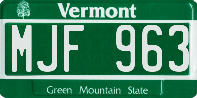 VT license plate MJF963