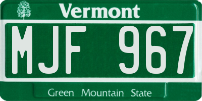 VT license plate MJF967
