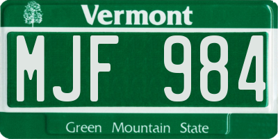 VT license plate MJF984