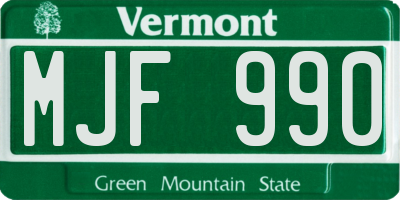 VT license plate MJF990