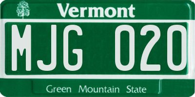 VT license plate MJG020