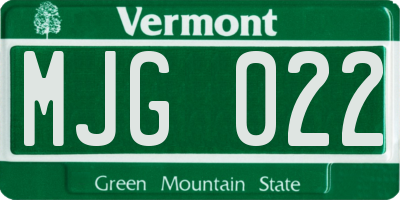 VT license plate MJG022