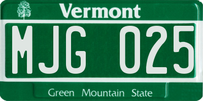 VT license plate MJG025