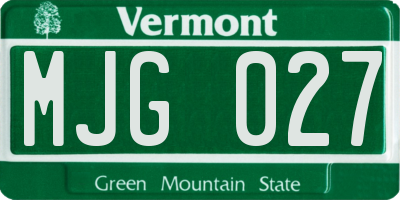 VT license plate MJG027
