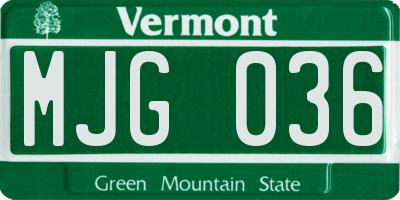 VT license plate MJG036