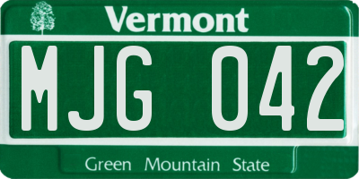 VT license plate MJG042