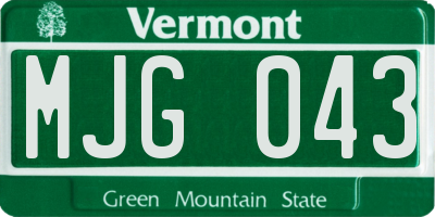 VT license plate MJG043