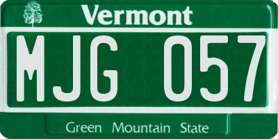 VT license plate MJG057