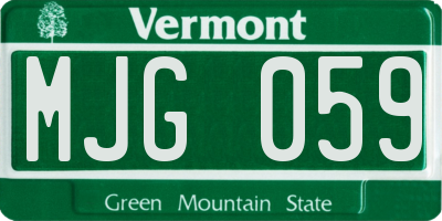 VT license plate MJG059