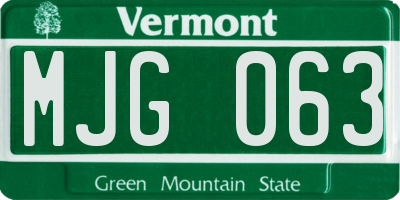 VT license plate MJG063