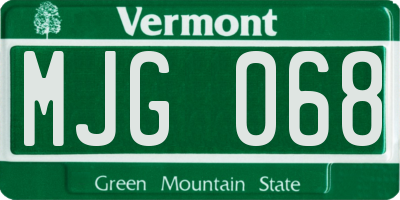 VT license plate MJG068