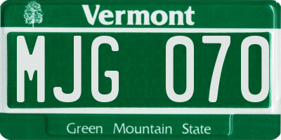 VT license plate MJG070