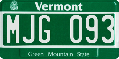 VT license plate MJG093
