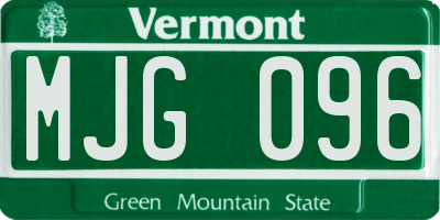 VT license plate MJG096