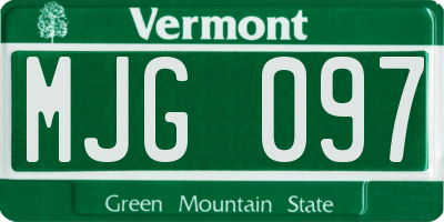 VT license plate MJG097