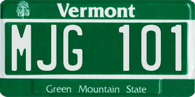 VT license plate MJG101