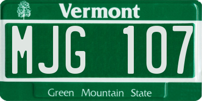 VT license plate MJG107