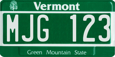 VT license plate MJG123