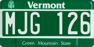 VT license plate MJG126