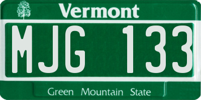 VT license plate MJG133