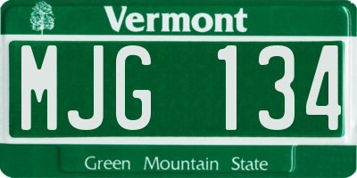 VT license plate MJG134