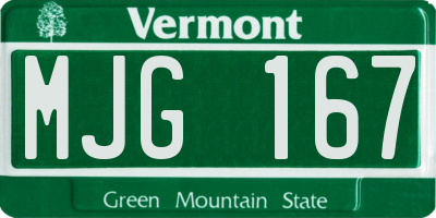 VT license plate MJG167