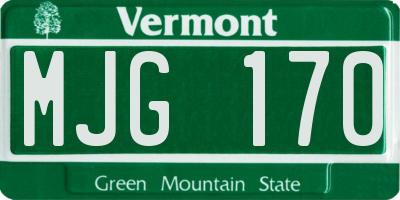 VT license plate MJG170