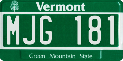 VT license plate MJG181
