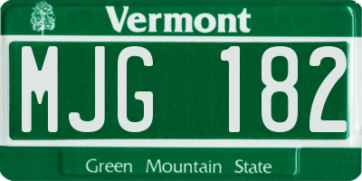 VT license plate MJG182