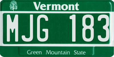 VT license plate MJG183