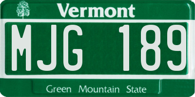 VT license plate MJG189