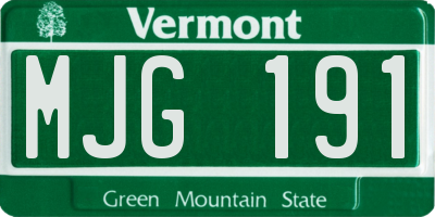 VT license plate MJG191
