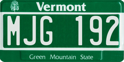 VT license plate MJG192