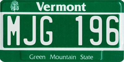 VT license plate MJG196